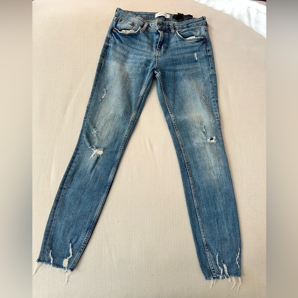 Zara Blue Distressed Skinny Jeans